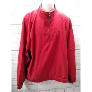 AUSTIN GOLF Red Half Zip Stain Resistant Windbreaker Zip Sleeve Mens Size L